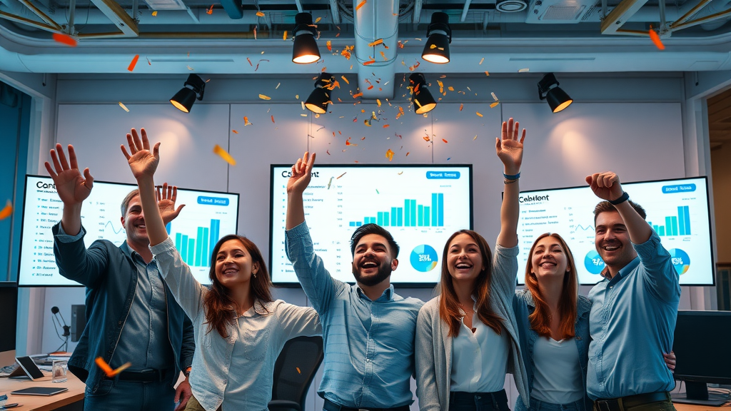 SaaS and B2B teams celebrating strategic content marketing success
