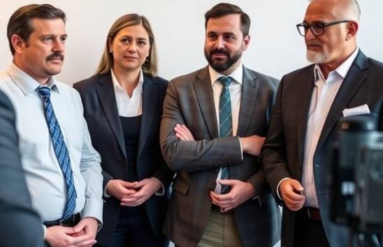 Group of 4 business experts being interviewed for insights on industry trends.