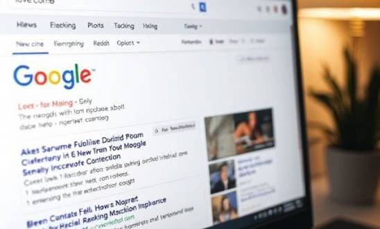 Google Ranking page displaying news articles on a computer screen.